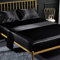 4 Pezzi Completo Lenzuolo Letto Una Piazza e Mezza, 1 x Lenzuola Sotto con Angoli Tinta Unita 160x200 cm con 1 x Lenzuolo Piatto e 2 x Federe, Biancheria da Letto in Raso, Nero