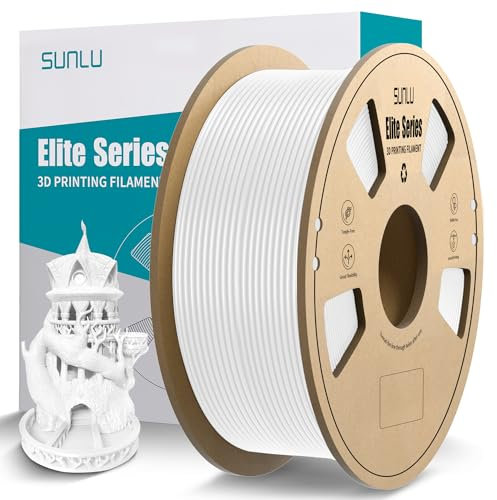 SUNLU Elite PLA 3D-Drucker-Filament – PLA-Filament 1,75 mm, passend für die meisten FDM 3D-Drucker, sauber gewickeltes PLA-3D-Druck-Filament 1,75 mm, Maßgenauigkeit +/- 0,02 mm, 1-kg-Spule, PLA Weiß