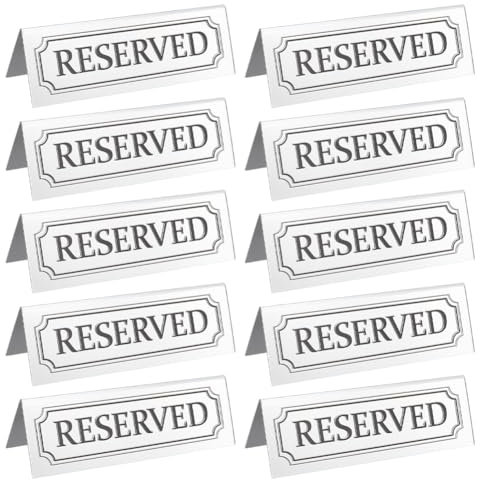 OLYCRAFT 10 Pcs Panneaux de Table Réservée 15x5x4.5cm Panneau de Réservation de Table en Acrylique de réservation Panneaux de Sièges Réservés pour Mariage Anniversaire Fête Réunion - Argent