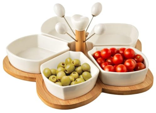 orion group Lot de 10 coupelles en porcelaine pour snacks en porcelaine sur plateau blanc 28,5 cm