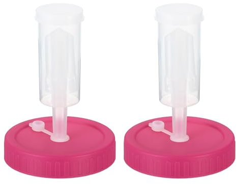 PATIKIL Fermentation Kit, 2 Mason Jars Fermenting Lids with 2 Airlocks for Fermenting Wide Mouth Mason Jar, Rose Red