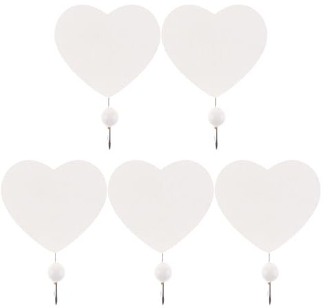 ABOOFAN Ganci a Forma Di Cuore Per Appendiabiti Da Parete Set Di 5 in Legno Massello Per Organizzazione Interni Cucina Bagno Armadio