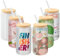 Lot de 6 gobelets en verre de sublimation - 455 ml - Avec couvercles et pailles en verre dépoli transparent - Pour bière, café glacé, lait, jus