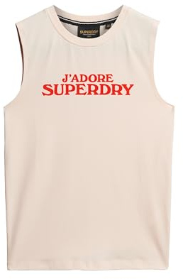 Superdry Damen Eng anliegendes Sport Luxe Tanktop mit Grafik Malve Morn Pink 44
