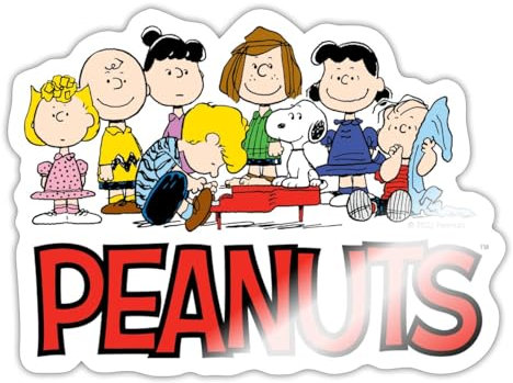 Spreadshirt Peanuts Snoopy Und Seine Freunde Logo Sticker Aufkleber, 10 x 10 cm, Weiß glänzend