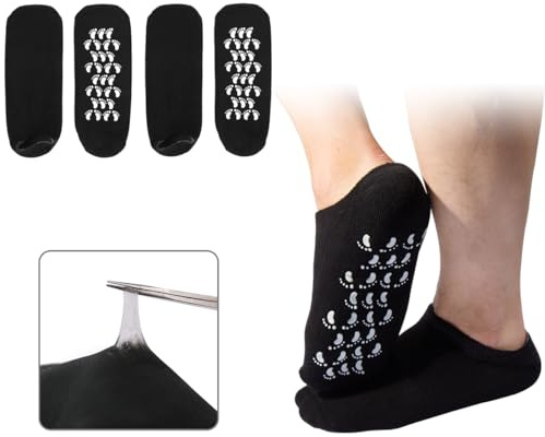 Large Men Moisturizing Gel Socks - 2 Pairs Foot Care Treatment for Dry Cracked Rough Skin - Spa Lotion Socks for Repairing US10-15