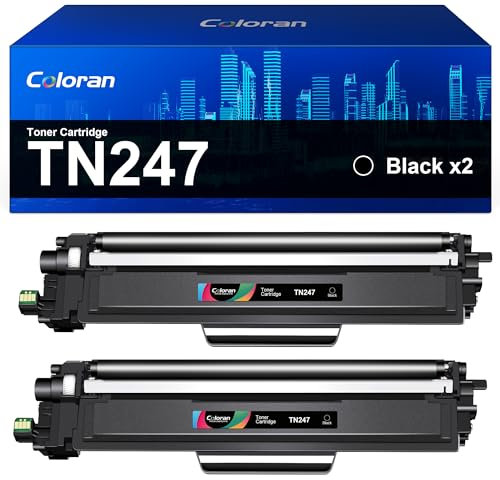 Coloran TN247 TN-247BK Tonerkartusche Kompatible für Brother TN-243BK TN-243CMYK TN-247 für Brother DCP-l3550CDW Toner Schwarz MFC-L3750CDW MFC-L3770CDW MFC-L3710CW DCP-L3510CDW HL-L3210CW (2 Schwarz)