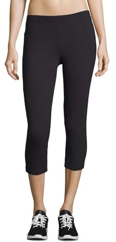 ELF KUCKUCK Damen Leggings 3/4 Blickdichte Leggins aus Baumwolle Schwarz (XS-S)