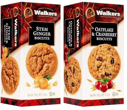 Walkers Biscuits Stem Ginger and Oatflake & Cranberry Cookies