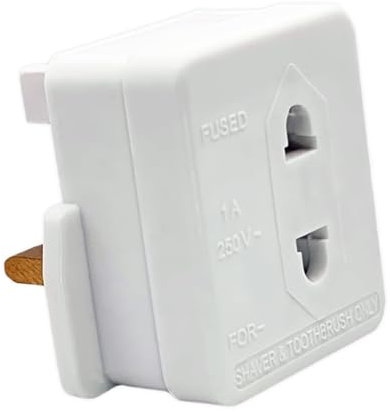 Pipestation Heavy Duty Electric Shaver and Toothbrush Charger Plug Adapter | UK 2 Pin to 3 Pin 1a Fused Razor Shaver Adaptor | Universal 3-Pin to 2-Pin Adapter Plug UK | Toothbrush Charger Adaptor