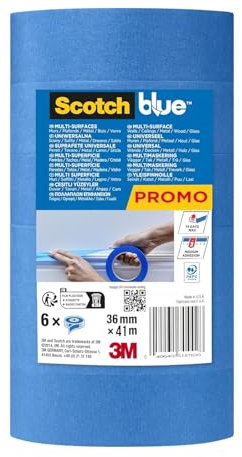 ScotchBlue Ruban de masquage Multi-Surfaces, 36 mm x 41 m, 6 Rouleaux/Emballage, 70% PEFC, SGSCH-PEFC-COC-110078