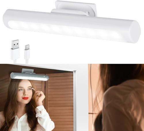 HOTUT Lampada da Specchio a LED per Bagno, 28cm Applique da Parete Dimmerabile Tattile Controllo, 3 Temperature di Colore, Lampada Armadio Magnetica Ricaricabile, per Specchio Bagno, Armadio, Parete