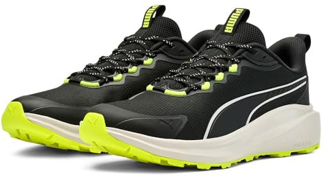 Puma Skyrocket Lite Trail Adult Unisex Straßen-Laufschuh, Black-Feather Gray-Yellow ALERT, 48.5