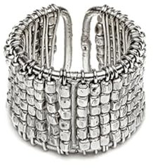 Vestopazzo Ring aus versilberten Mikro-Nuggets, vernickelt. Handwerkliche Verarbeitung. MI5050, Silber, Kein Edelstein