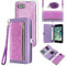Asuwish Phone Case for iPhone 7/8/SE 2020/2022 Zipper Wallet Cell Cover with Screen Protector Glitter Flip iPhone7 iPhone8 7s 8s i SE2020 SE2022 2/2nd/3/3rd Generation SE2 SE3 7SE 8SE Women Purple