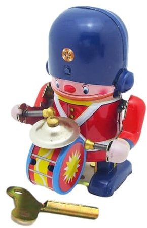 Aufziehroboter aus Blech, Aufziehroboter | Zinn Retro Classic Clockwork Spring | Entwicklungsspielzeug, Roboter-Geschenke, Trommel-Action-Tisch-Bücherregal-Figur, Dekoration für Sammlung, Weihnachten