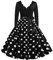 EFOFEI Femme Robe à Pois à Manches Longues Robe à Carreaux à Manches Longues Robe Hepburn Vintage Noir XXL