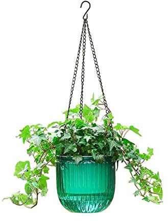 Hängende Pflanzgefäße Hängender Blumentopf, selbstbewässernd, hängende Blumentöpfe, verdickter Blumentopfkorb, hydroponische Bodenbearbeitung, fauler Pflanzer Hängekorb für Pflanzen(Green)