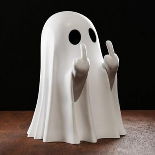 Generisch Cute Ghost Statue, Halloween Ghost Figure, Halloween Decoration, Middle Finger Ghost Figures, Ghost Decoration, Halloween Statue, Desktop Ornaments, Horror Decoration, Outdoor (1X)