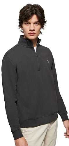 Polo Club Sweatshirt asphaltgrau mit kurzem Reißverschluss und Rigby Go Logo