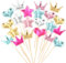 60 PCS Star Heart Crown Cupcake Topper Princess Cake Toppers Star Cake Decorations Little Stars Princess Crown Cupcakes Toppers Mini Colorful Heart and Stars Cakes Topper for Birthday Party