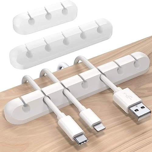 Support de câbles Clips de câbles, 3 pièces de gestion de câbles, Avec 2 couleurs de câble-organisateur pour bureau, câbles d'alimentation, câbles de charge USB, chargeurs, câbles audio