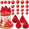 Gyufise 32Pcs Red Balls Cake Toppers Valentines Day Palm Leaves Cake Decorations DIY Foam Balls Paper Palm Leaf Cake Insert Toppers Decorations for Birthday Wedding Party Decorations Red