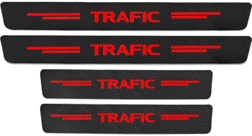 KLHYWEN 4pcs Carbon Fiber Car Door Sill Protector for Ren-ault Trafic 1 2 3, 4D Sill Scuff Plate Sticker Auto Welcome Pedal Threshold Decorative Accessories,Red