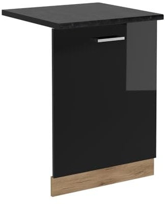 Vicco Dishwasher front panel Raul, Black high gloss, 60 cm, WT Anthracite