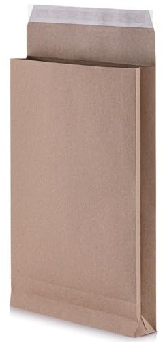 LOGIC PACK 100 Faltentaschen B4 4 cm Versandtaschen 250 x 353 x 40 mm Falte ohne Fenster haftklebend braun