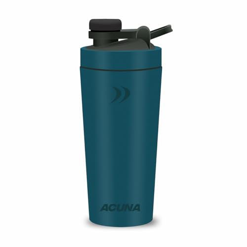 ACUNA Stainless Steel Shaker Bottle - 600 ml | Protein Mixes Insulated Metal Protein Shaker, Premium Double Wall Supplement Shakes Shaker, BPA free Leakproof Hot & Cold Drink Bottle (Midnight Blue)