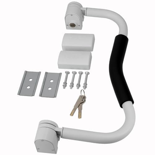 Serratura di sicurezza per porta, camper, roulotte, camper con cilindro di sicurezza, colore: bianco