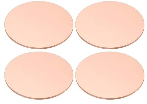 PATIKIL 4 Piezas De Láminas De Metal Para Estampar, 40mm Redondas, Placas De Metal, Etiquetas De Nombre, Discos De Metal Para Hacer Llaveros Y Placas, 1.0mm De Grosor, Tono Cobre