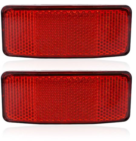 CHDZSW 2 Stück Fahrrad Sicherheit Warnung Reflektor Scheibe, 10cm*4cm Motorrad Fahrrad Reflektor Roter, Rückstrahler Katzenauge Multifunktional Scooter e-geprüft (Rot)