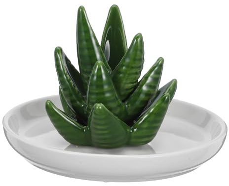 minkissy Ceramic Ring Holder Jewelry Tray Succulent Dish Jewelry Display Holder for Bathroom Vanity Trinket Tray