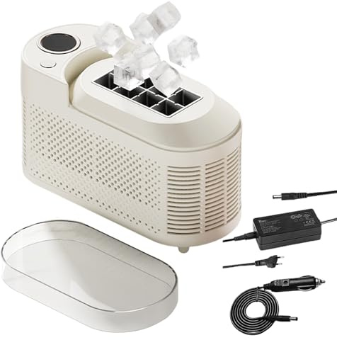 Eiswürfelbereiter, Camping-Eismaschine mit Schnellgefrieren, Tragbarer Miniatur Eiswürfelgenerator, Ice Maker Würfelaufbewahrung kompatibel mit Autosteckdose und Wechselstrom, for Dormitory Wohnmobile