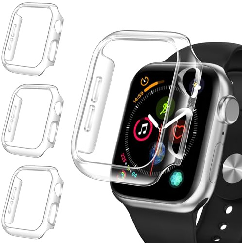 iVoler 3 Pezzi Cover Rigida PC per Apple Watch SE (2025/2022 / 2020) / Series 6 5 4 44mm (Senza Pellicola Protettiva), Custodia Antiurto HD Clear, Ultra Sottile Anti-Graffio Bumper Case, Trasparente