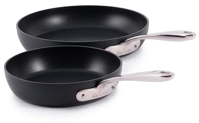 All-Clad HA1 Expert Hard Anodized Nonstick Fry Pan 2 Piece Set, 8 & 10 Induction, Oven Safe 500F, Kitchen Frying Pans, Skillets, Ergonomic Handle, Premium Cookware, Dishwasher Safe, Black