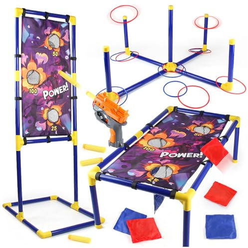 JOYBOY Juego Disparos Niños 6-12 Años, 3 en 1 Bean Bag Toss Shooting