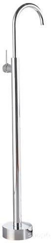 Robinet de Baignoire Ilot en Laiton Massif Or Poli - Mitigeur de Baignoire Autoportant avec Bec Pivotant 360° et Pied Rond Stable, Robinetterie de Sol Design Moderne(Silver)