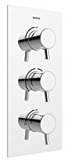 Bristan PM2 SHC3STP C Prism Recessed Thermostatic Dual Control Shower Valve Integral Stopcocks, Chrome, Three Outlet, Two On