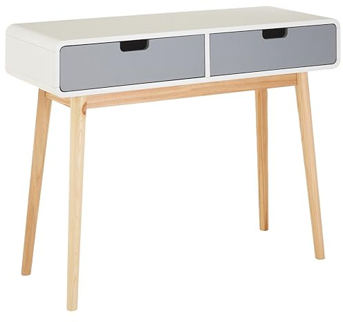 Premier Housewares Console Table/Slim Console Table/Wooden Console Table / 2 Drawers - Grey
