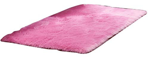 HotYou Faux Lammfell Faux Schaffell Teppich, Super Flauschig Weiche Nachahmung Wolle Teppich Longhair Fell Optik Gemütliches Schaffell Bettvorleger Sofa Matte,Rose,40 * 40CM