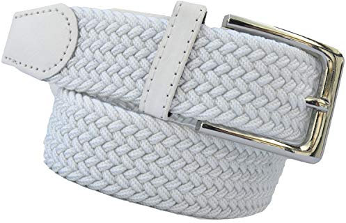 LisaModa Herren Stretch Flechtgürtel LM1000 Stretchgürtel Stoffgürtel Viele Farben (Weiß, 85-110)