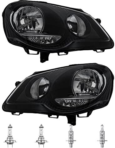 Scheinwerfer Set rechts & links Schwarz H1/H7 für 9N_ inkl. Osram Lampen mit Stellmotor LWR