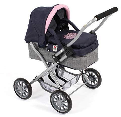 Bayer Chic 2000 555 26 - Puppenwagen Smarty, für Kinder ab 2 Jahren, Melange grau-Navy, 56 x 37 x 56 cm