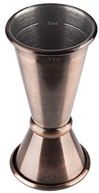 Buddy's Bar - Mesure de bar, 2/4 cl double, intérieur 1 cl / 3 cl, mesure de bar de haute qualité, qualité alimentaire, jigger pour mesurer les ingrédients des cocktails, cuivre antique