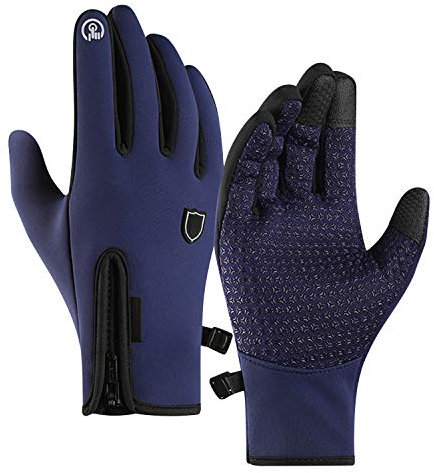 Touchsceen, guanti isolati in pile, termici, antivento, neve, caldi sport invernali, sci, snowboard, equitazione, motociclismo, bicicletta, escursionismo, campeggio, guanti (blu intenso, M per donne)