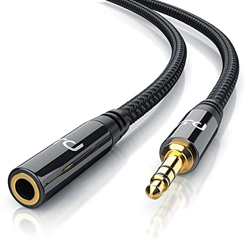 CSL - AUX Klinkenkabel Verlängerungskabel 5m mit Nylonmantel - Klinke auf Buchse 3,5 mm - Audiokabel - kompatibel mit Apple iPhones, iPads, Smartphones, Tablet PCs, Stereoanlage, Autoradio uvm.