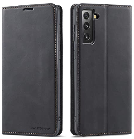 QLTYPRI Hülle für Samsung Galaxy S21 Plus, Premium Dünne Ledertasche Handyhülle mit Kartenfach Ständer Flip Schutzhülle Kompatibel mit Samsung Galaxy S21 Plus - Schwarz